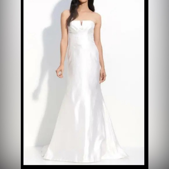 NICOLE MILLER SHANTUNG SILK MERMAID WEDDING BRIDAL $1900 IM0002 - Picture 1 of 15